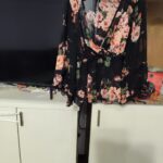 SHEIN curvy black floral print blouse photo review