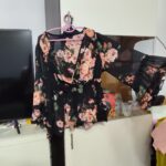 SHEIN curvy black floral print blouse photo review