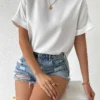 Sleeve Key Hole Back Blouse, Short Sleeve Tops