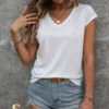 Breezaya Solid Batwing Sleeve V Neck Tee