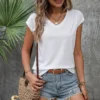 Breezaya Solid Batwing Sleeve V Neck Tee