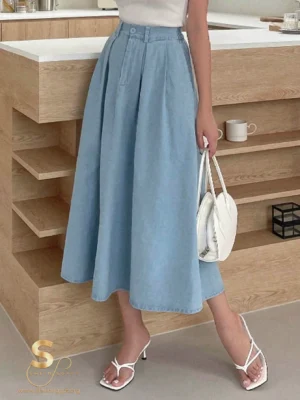 DAZY High Waist A-line Denim Skirt