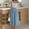 DAZY High Waist A-line Denim Skirt