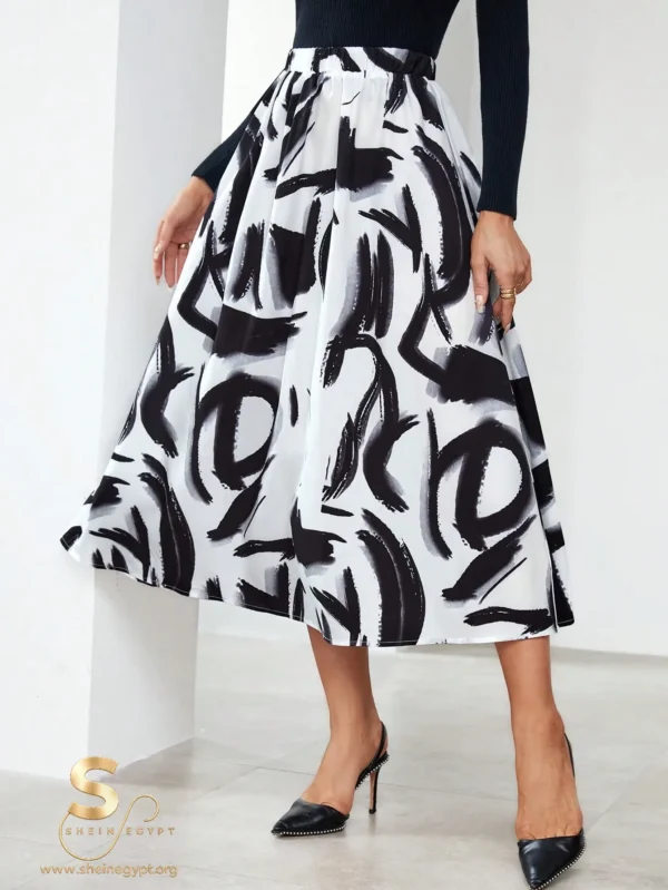 SHEIN skirt in black and white