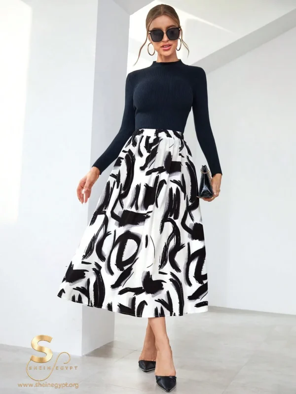 SHEIN skirt in black and white