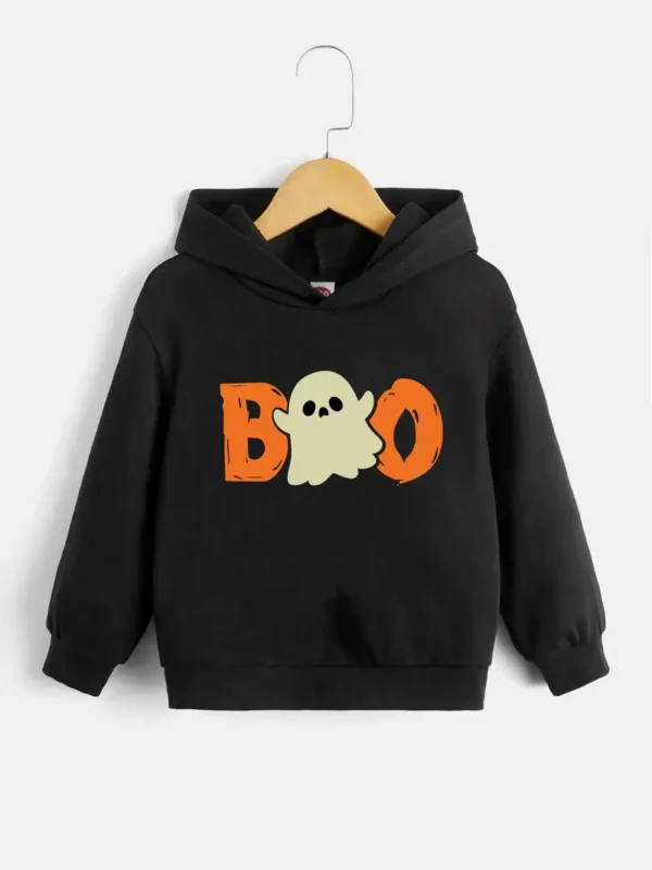 Children's hoodie with a "BOO" graphic