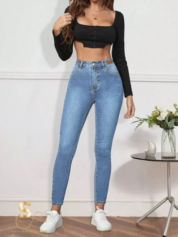 16953556516b911e2d3660a6fa548d21741a196c97 Casual Versatile Washed High Waist Skinny Jeans Spring
