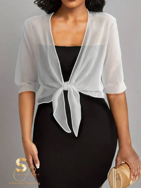 Chiffon Tie-Front Solid Color Shirt