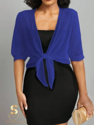 17052925913b51a8c8303350c3d8cad4e5fddcf5bb Chiffon Tie-Front Solid Color Shirt