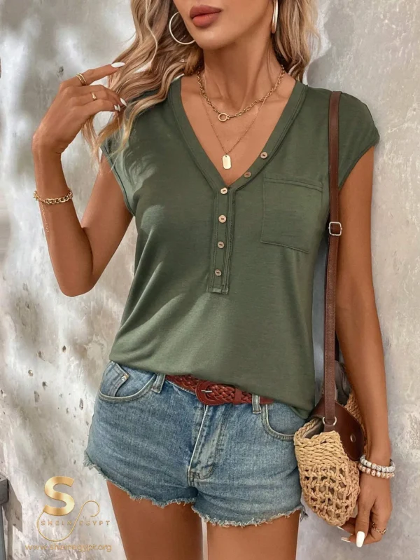 SHEIN LUNE V-Neck T-Shirt
