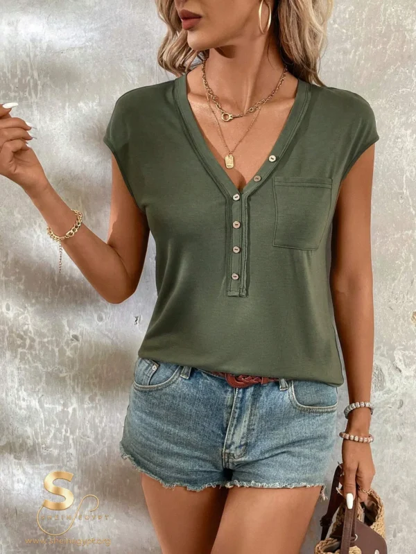 SHEIN LUNE V-Neck T-Shirt