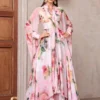1711814604ac09631bb0ff0205ca4a4d3061940cf9 Women's Elegant Floral Print High Waist Bell-Sleeve Dress