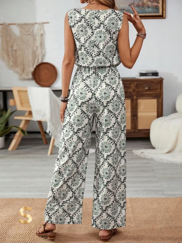 Round Neck Printed Jumpsuit