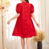 Bowknot Puff Sleeve Dress