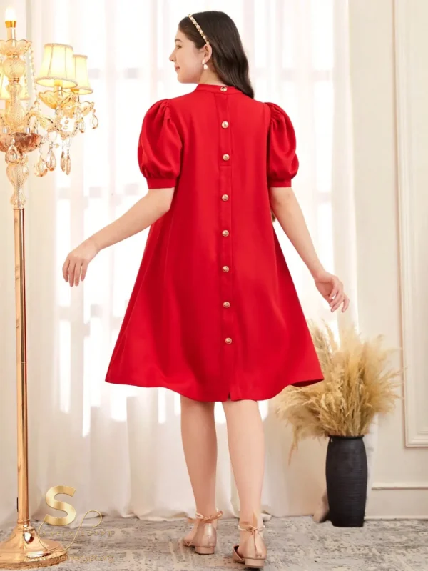 Bowknot Puff Sleeve Dress