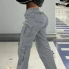 17414210201207feca1fd13c95d8272c0acd385505 Solid Flap Pocket Cargo Pants