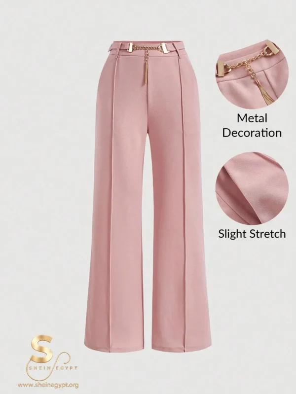 17630059610f299f6ae5060e5ee18679616e75cc15 Zippered Pocket Suit Fabric Straight Leg Pants