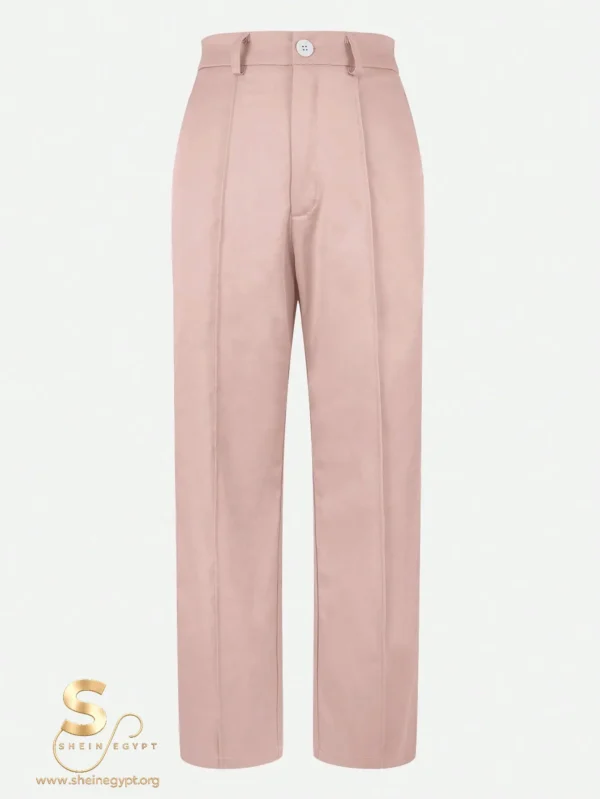 17640347675f5abe541080e17d6d3108496a38cf6f Zippered Pocket Suit Fabric Straight Leg Pants