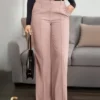1764034767c88ca5ce0d0b4053142825dabe945b77 Zippered Pocket Suit Fabric Straight Leg Pants
