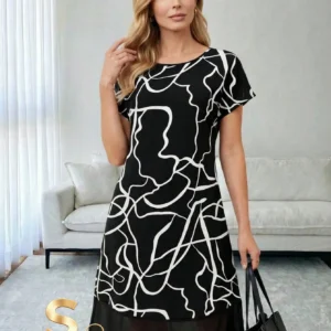 Medorina Women's Round Neck Short-Sleeve Dress