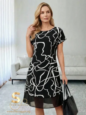 Medorina Women's Round Neck Short-Sleeve Dress
