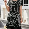 176880679949790d29d5f70ee6954796548589849d Medorina Women's Round Neck Short-Sleeve Dress