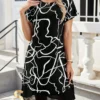 17688068022b137d4d66e68fafab94377491ad42db Medorina Women's Round Neck Short-Sleeve Dress