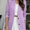 17747659577956fed011fa169fe81ecf4c2be3a674 a lavender SHEIN SXY single-breasted blazer with a notched lapel