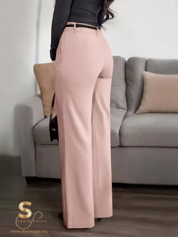 17763966616fb7241aa3e636e3705daa34d9678b14 Zippered Pocket Suit Fabric Straight Leg Pants