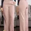 1776396664c6d9414633bd959b2130021f2383ca27 Zippered Pocket Suit Fabric Straight Leg Pants