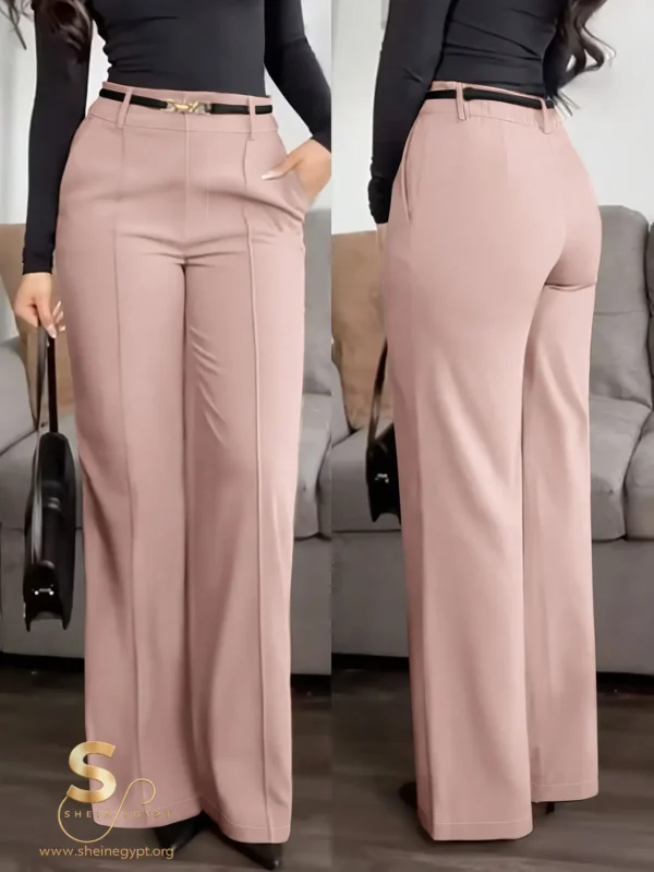 1776396664c6d9414633bd959b2130021f2383ca27 Zippered Pocket Suit Fabric Straight Leg Pants