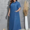 480642558_610438765080977_5553371327864487777_n SHEIN SXY Plus Batwing Sleeve Pocket Patched Denim Dress