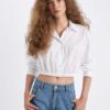 Dazy Fit balloon crop shirt 100% cotton