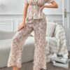 Shein Egypt women's floral print textured knit pajama set