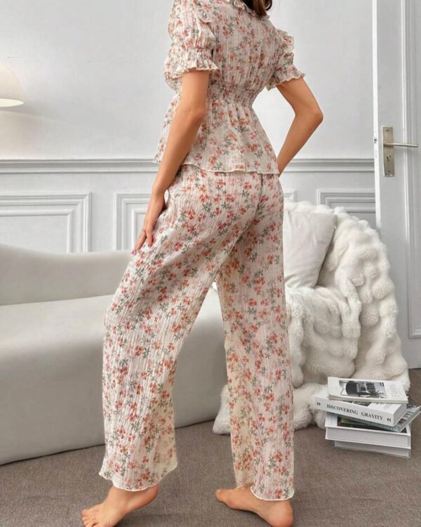 Shein Egypt women's floral print textured knit pajama set