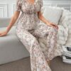 Shein Egypt women's floral print textured knit pajama set