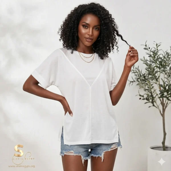 Cut-line short-sleeve T-shirt
