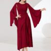 Cloak sleeve knot side wrap dress