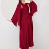 Cloak sleeve knot side wrap dress