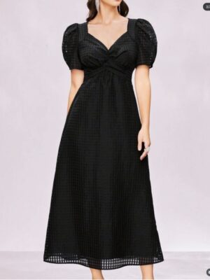Selianne Women's Puff Sleeve Belted A-Line Dress