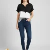 SHEIN colorblock henley button-front shirt in black, white, and grey