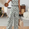 Round Neck Printed Jumpsuit