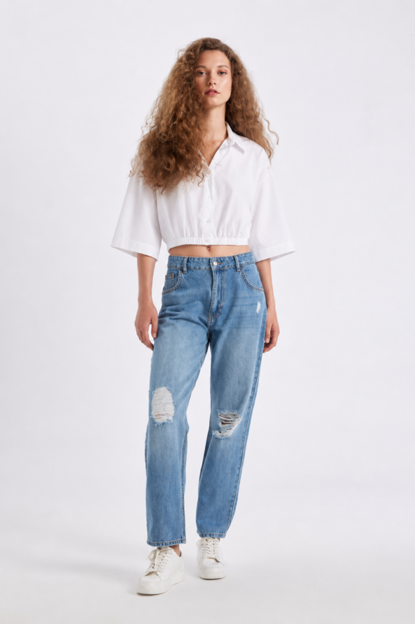 Dazy Fit balloon crop shirt 100% cotton