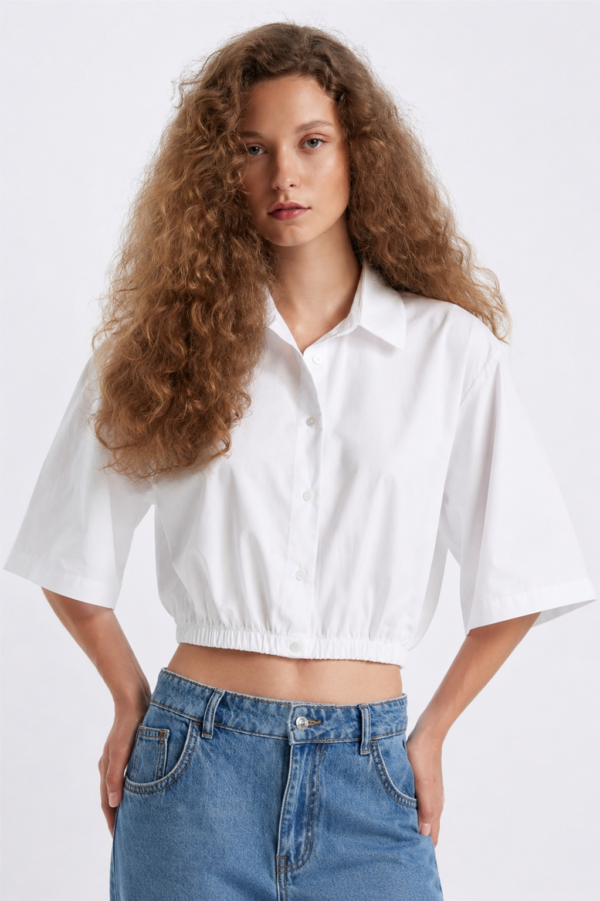 Dazy Fit balloon crop shirt 100% cotton