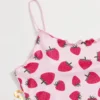 SHEIN EZwear Strawberry Print Lettuce Trim Cami Dress