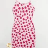 SHEIN EZwear Strawberry Print Lettuce Trim Cami Dress