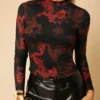 SHEIN PETITE Chinese Dragon Print Crop Top