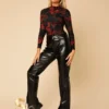 SHEIN PETITE Chinese Dragon Print Crop Top