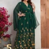 YISIKADO Plus Size Gold Floral Embroidery Split Sleeve Belted Dress