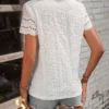 SHEIN LUNE Eyelet Embroidery Scallop Trim Tee
